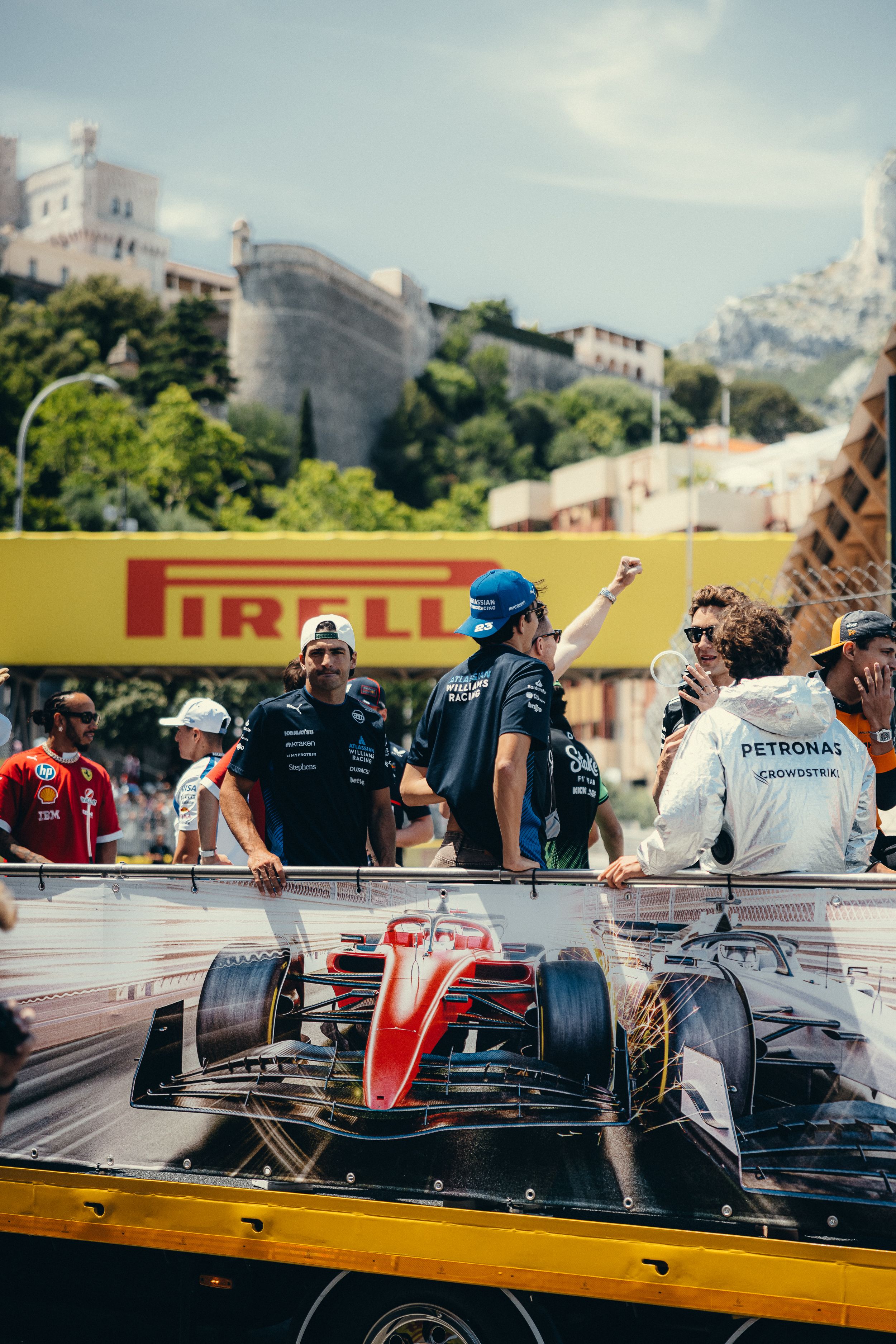 Carlos looks out from the drivers' parade