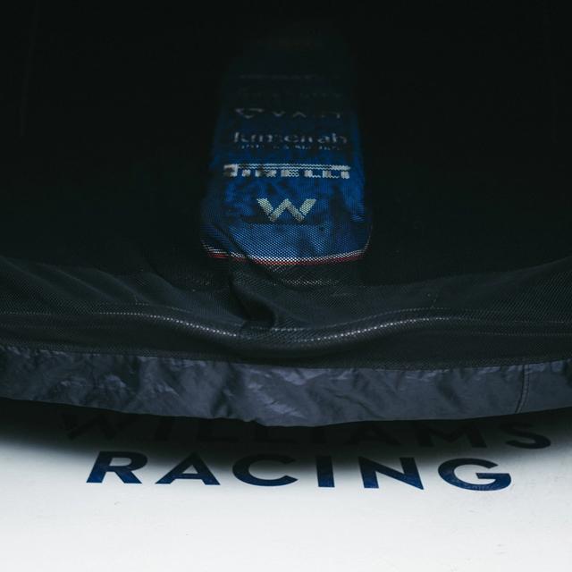 The FW46 sat under the covers before race day.