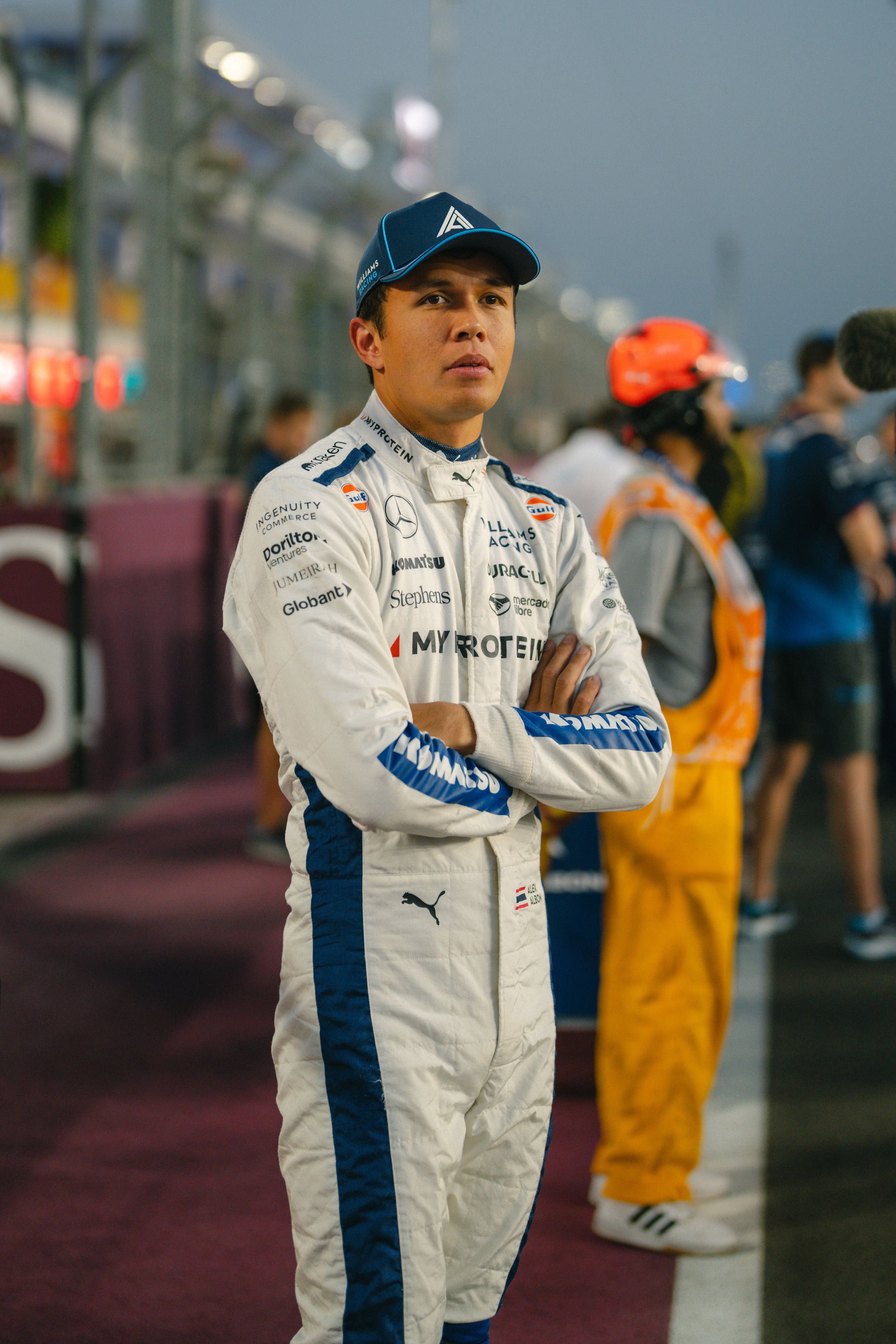 Albono looks on as he prepares for 19 laps of racing.