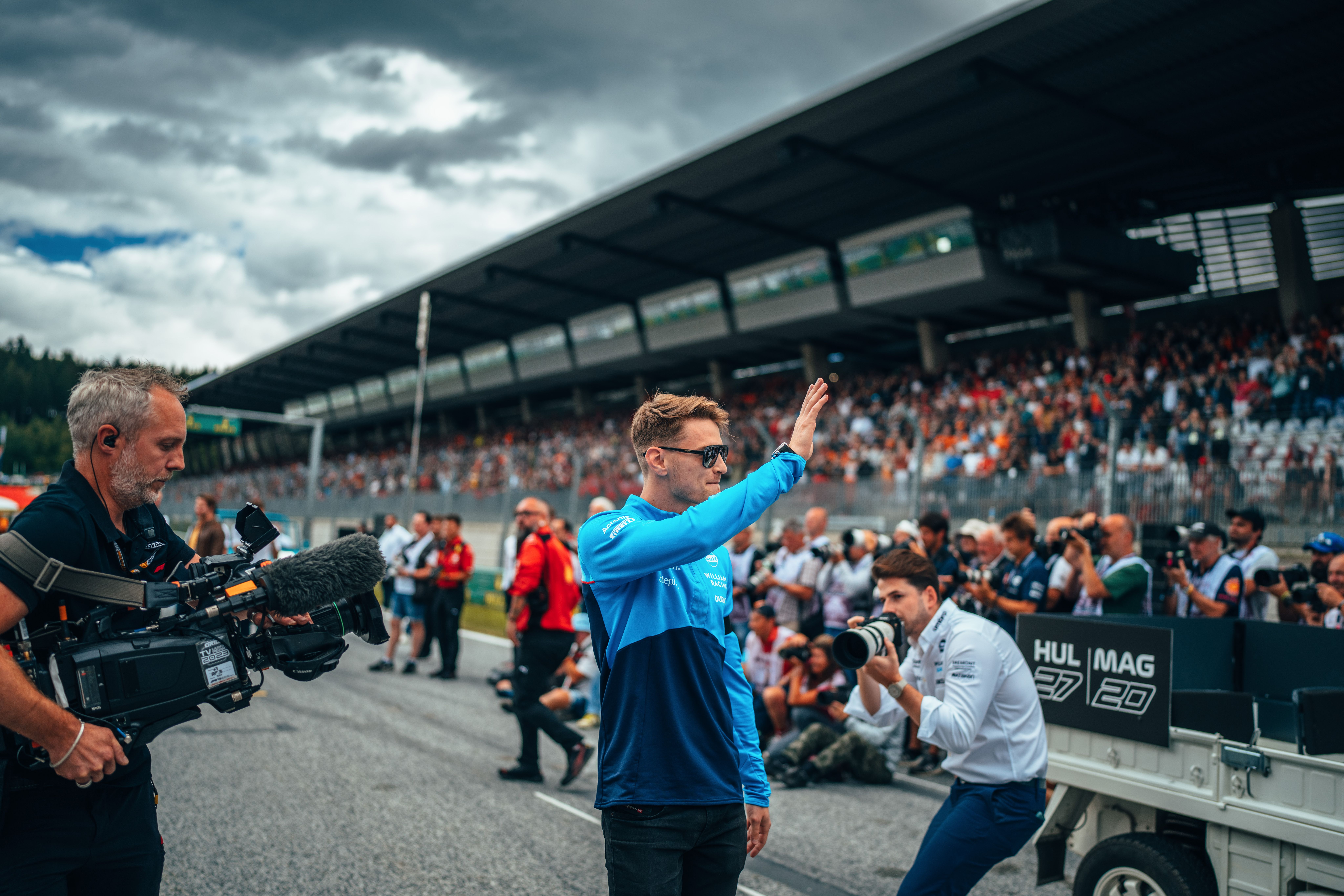 A wave to the packed grandstands from Sarge.
