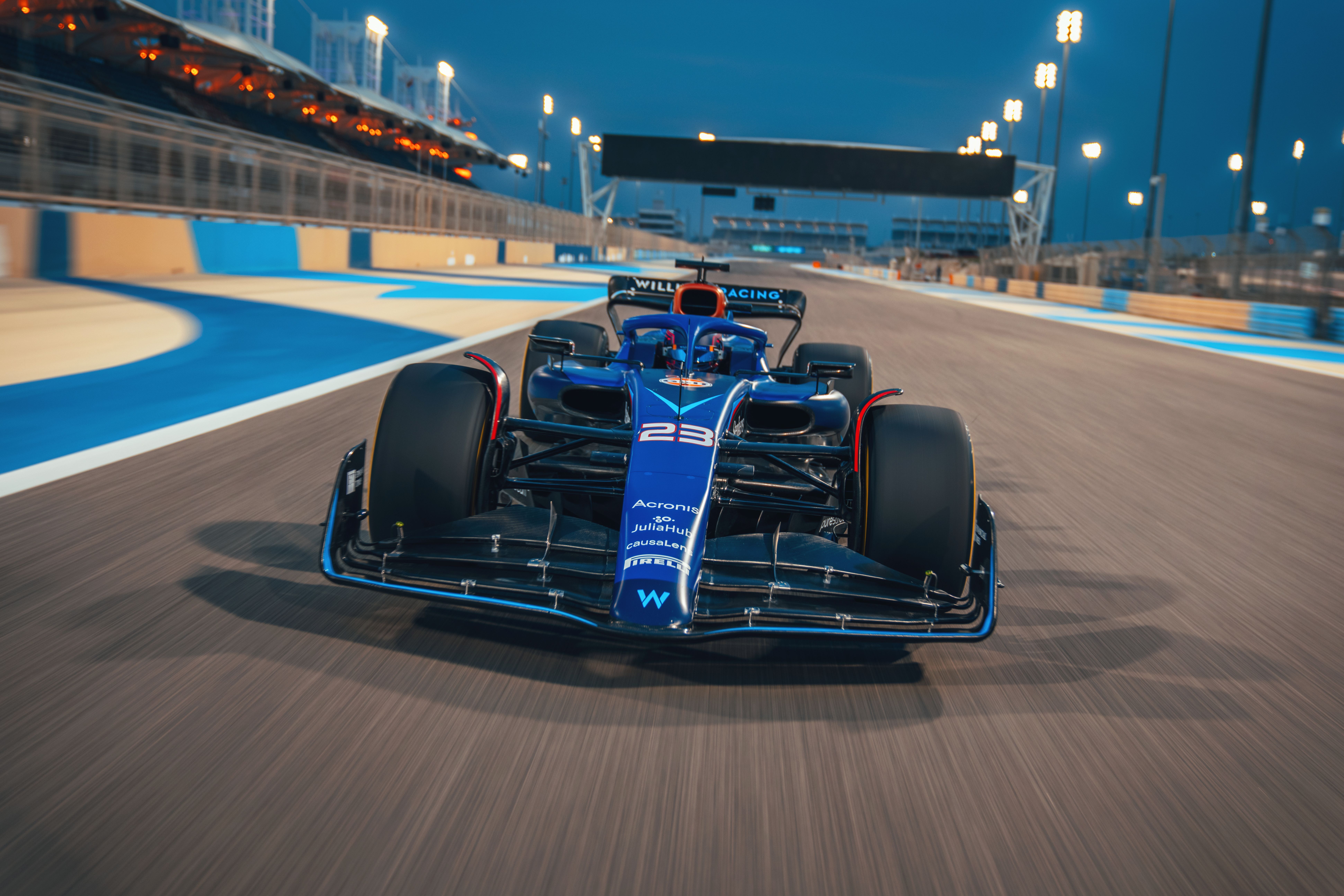 Getting to grips with his ride, the FW45.