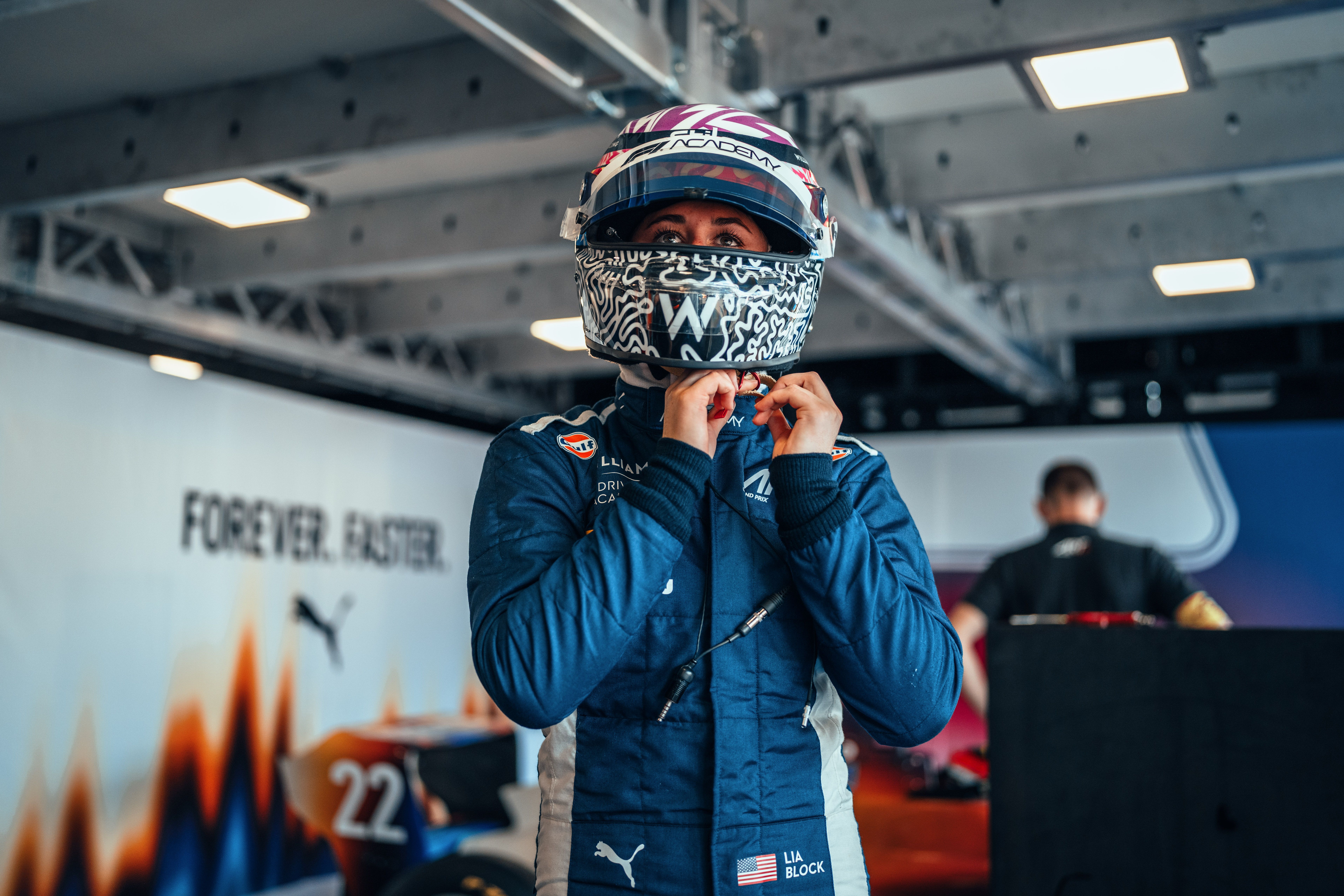 Lia was first on track for the team today.