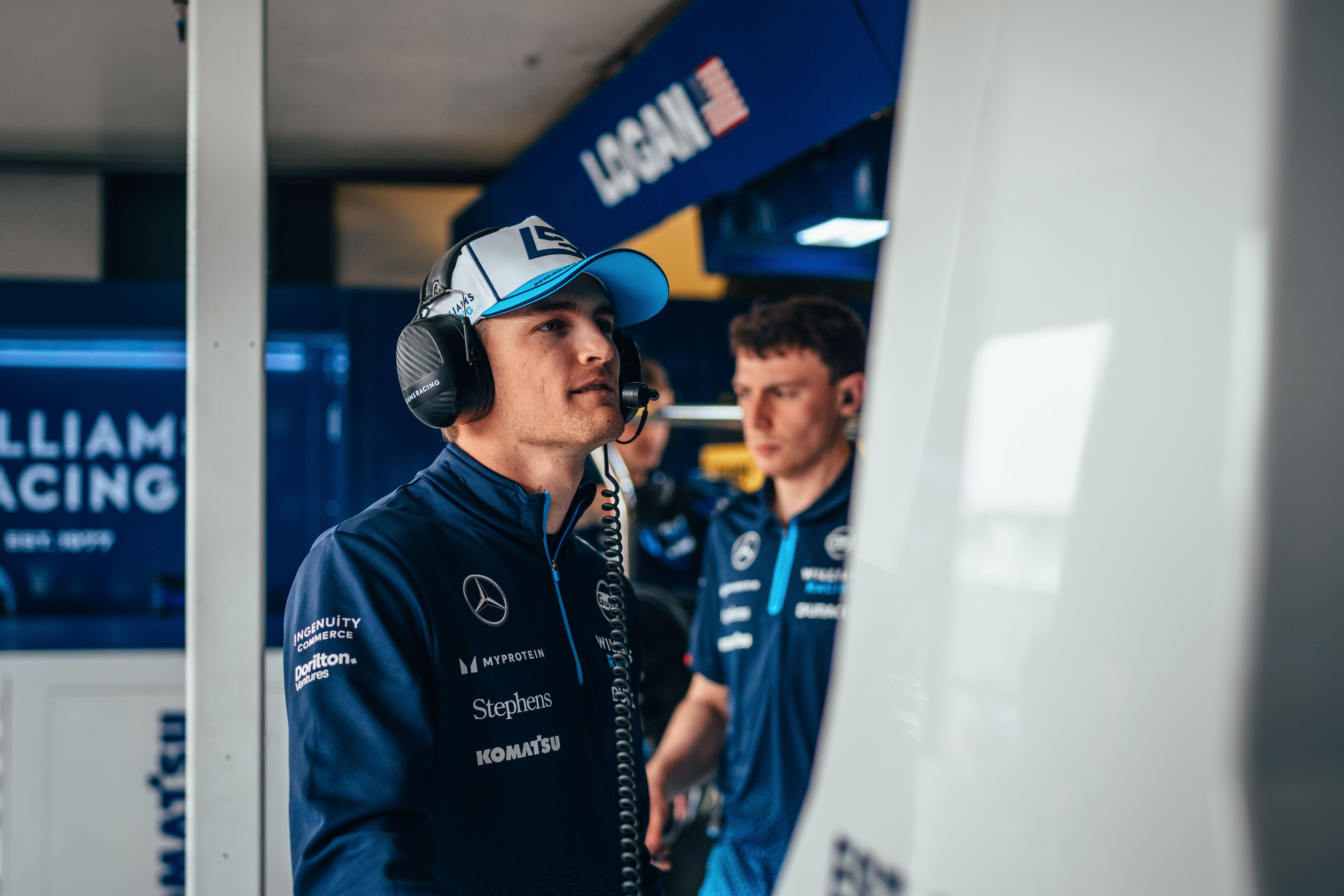 Logan providing support from the garage