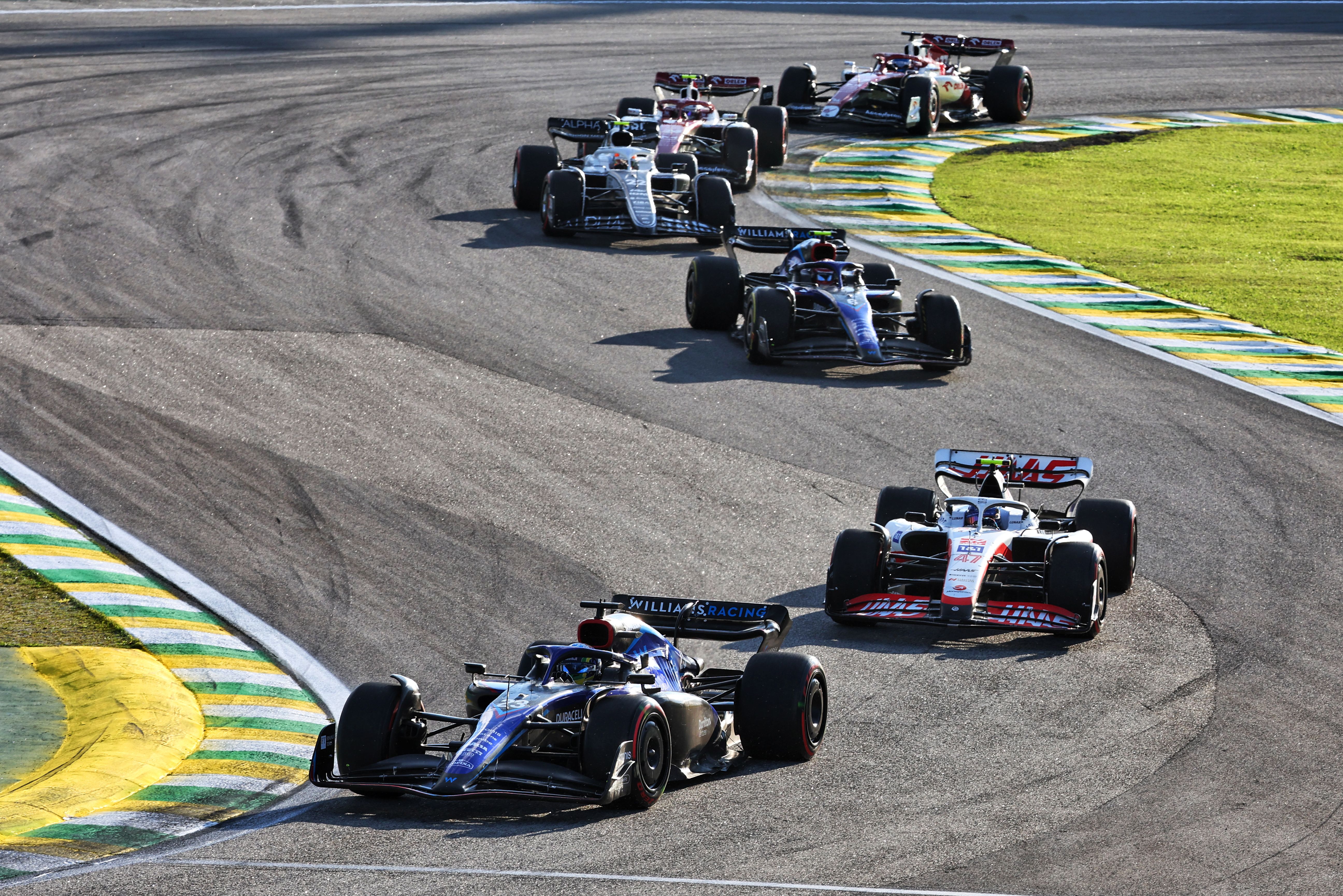 Six cars snake the Senna Esses in São Paulo’s Sprint Saturday. Say that fast 10 times.