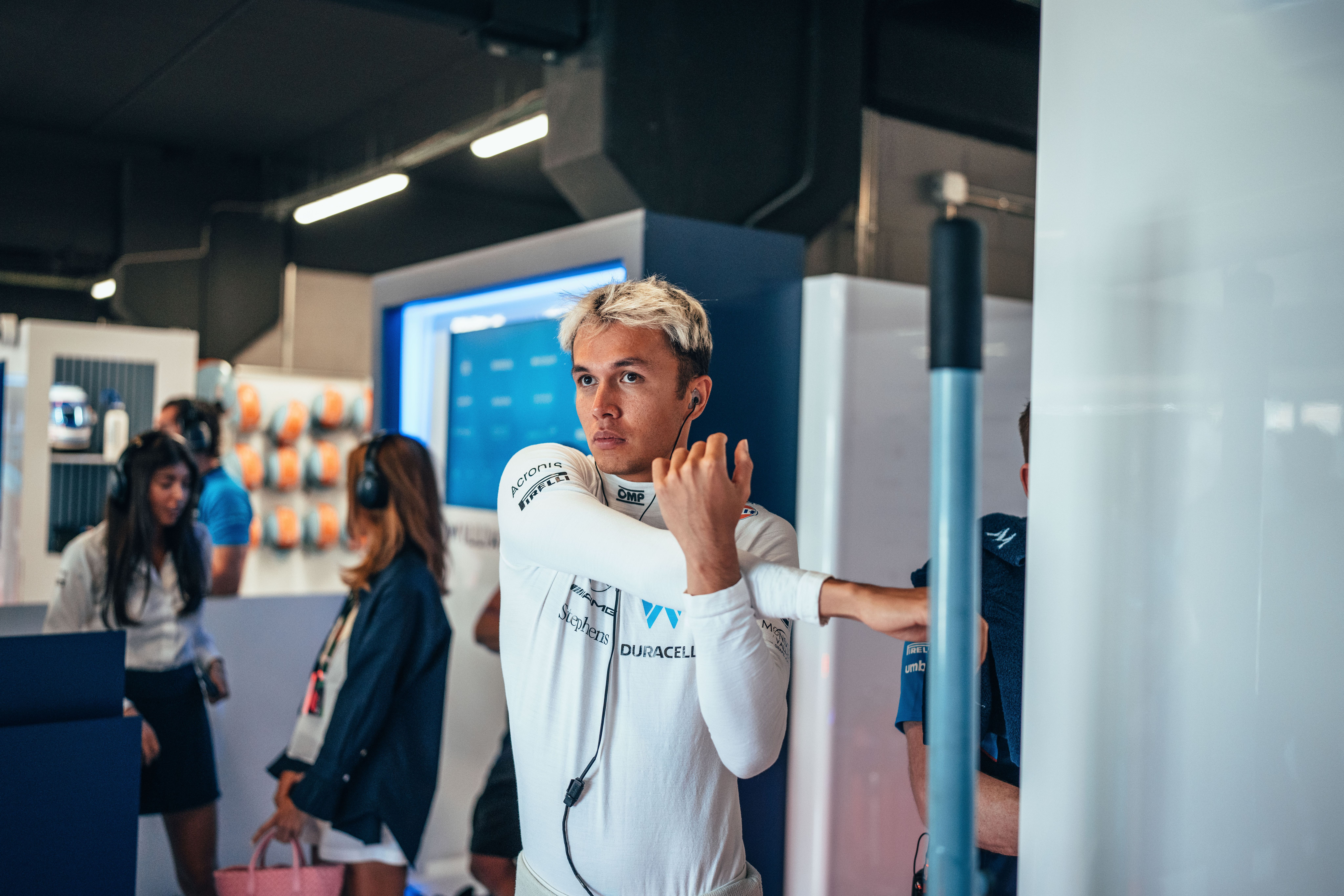 Limbering up for FP1.