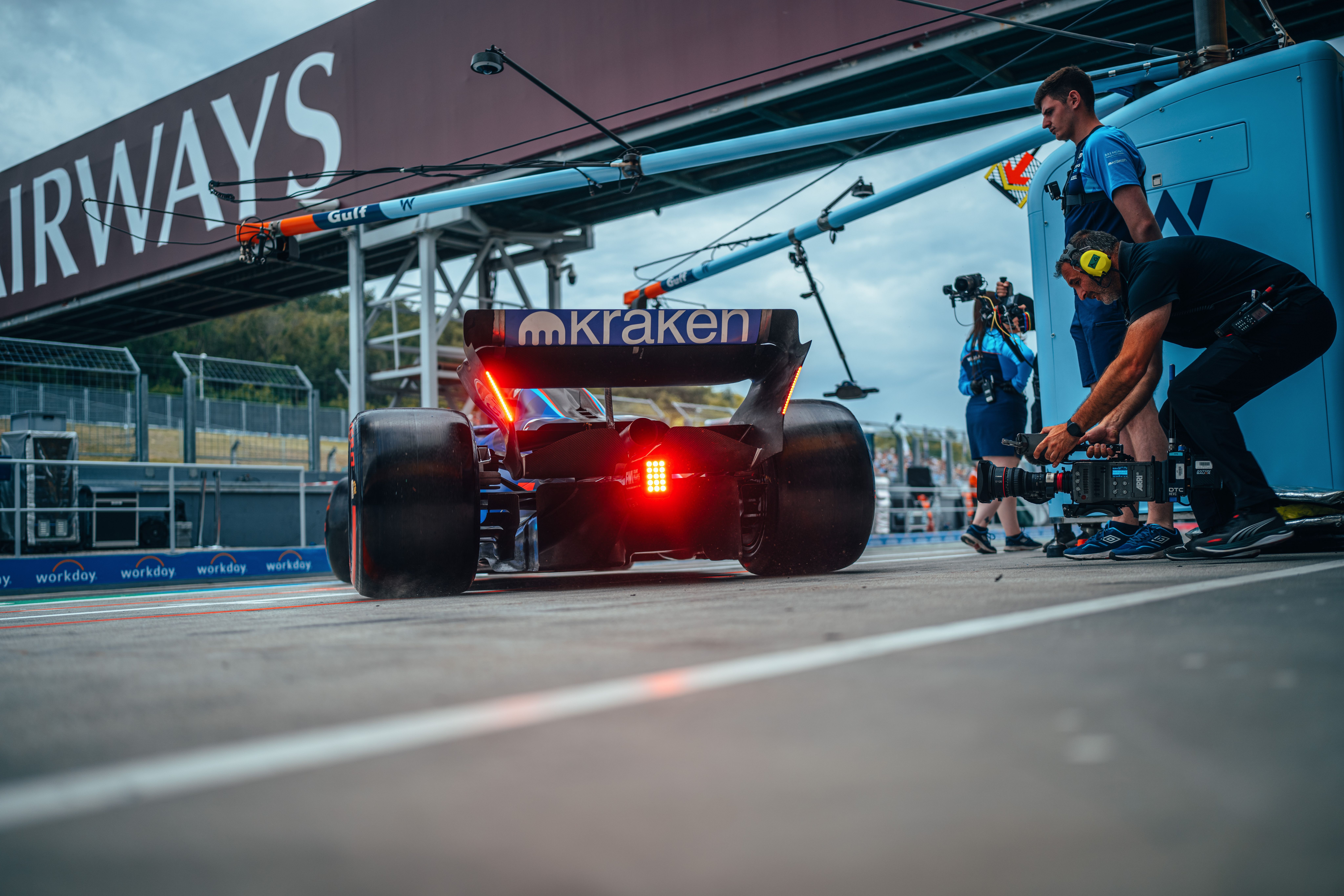 A rush to get out before the rain falls.