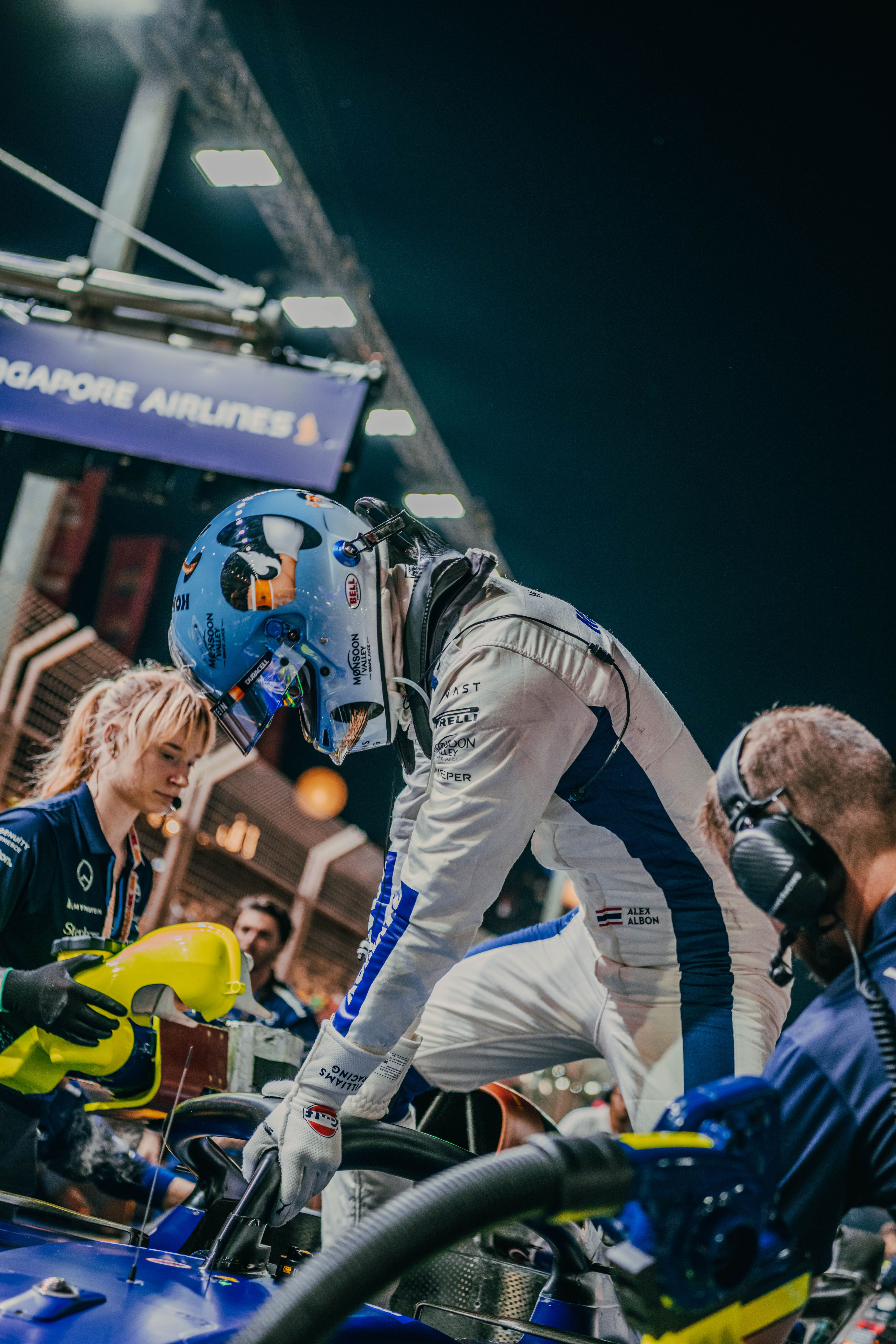 Hopping out for the anthem.