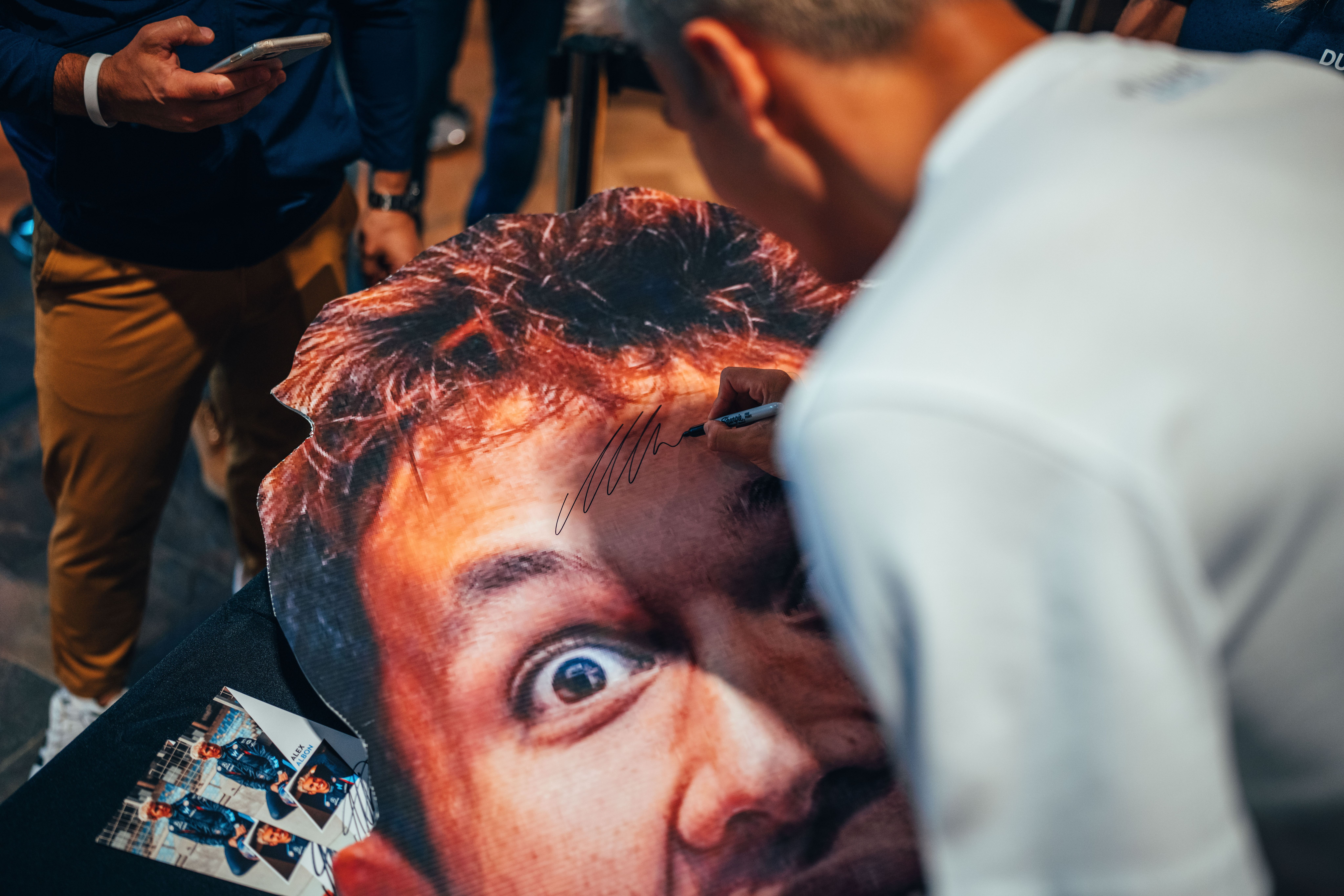 Even on his own forehead.