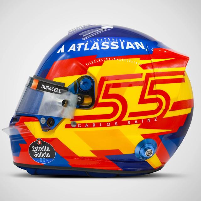 Carlos' first helmet with the team – no mistaken who is at the wheel with this design