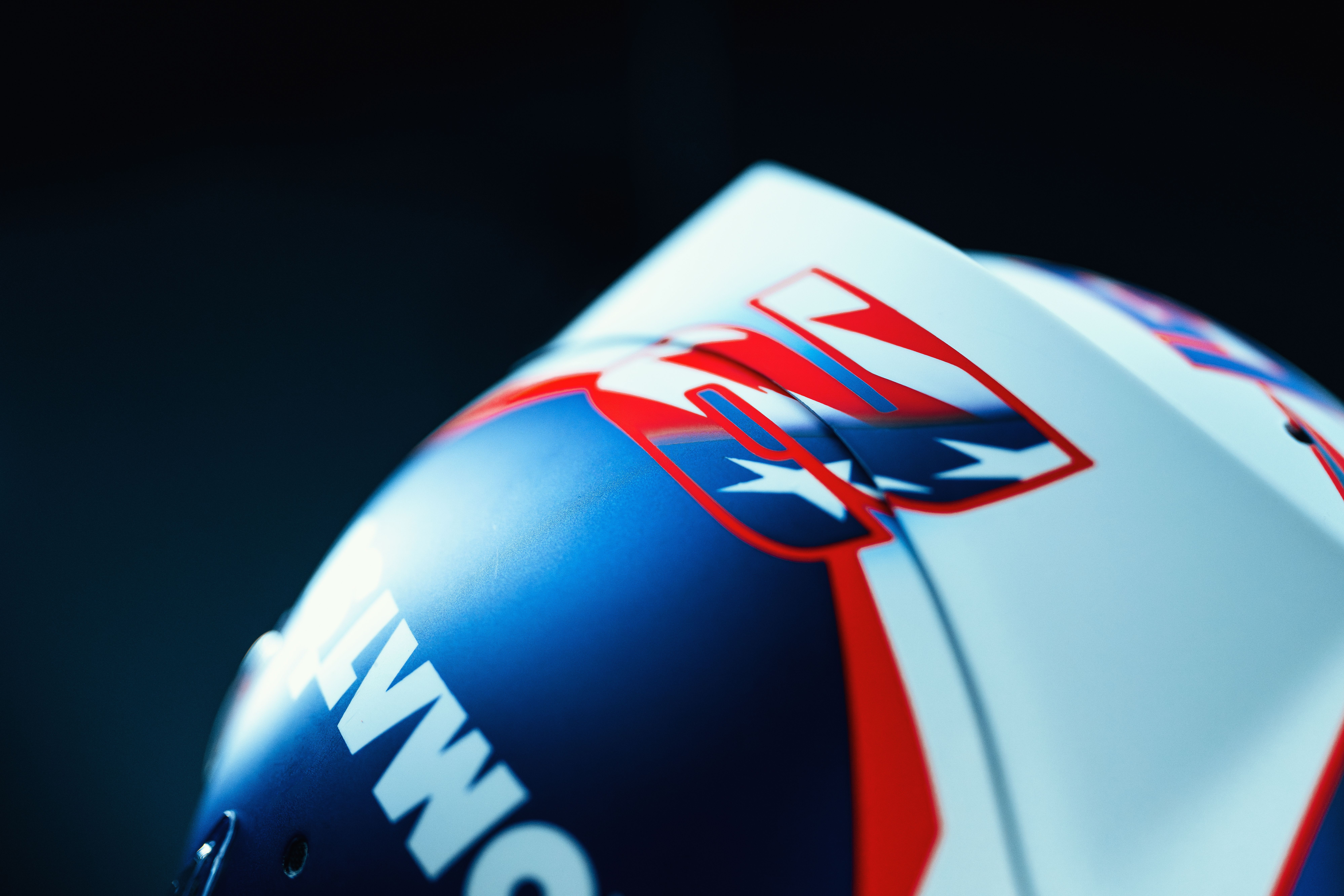 Red, white and blue.