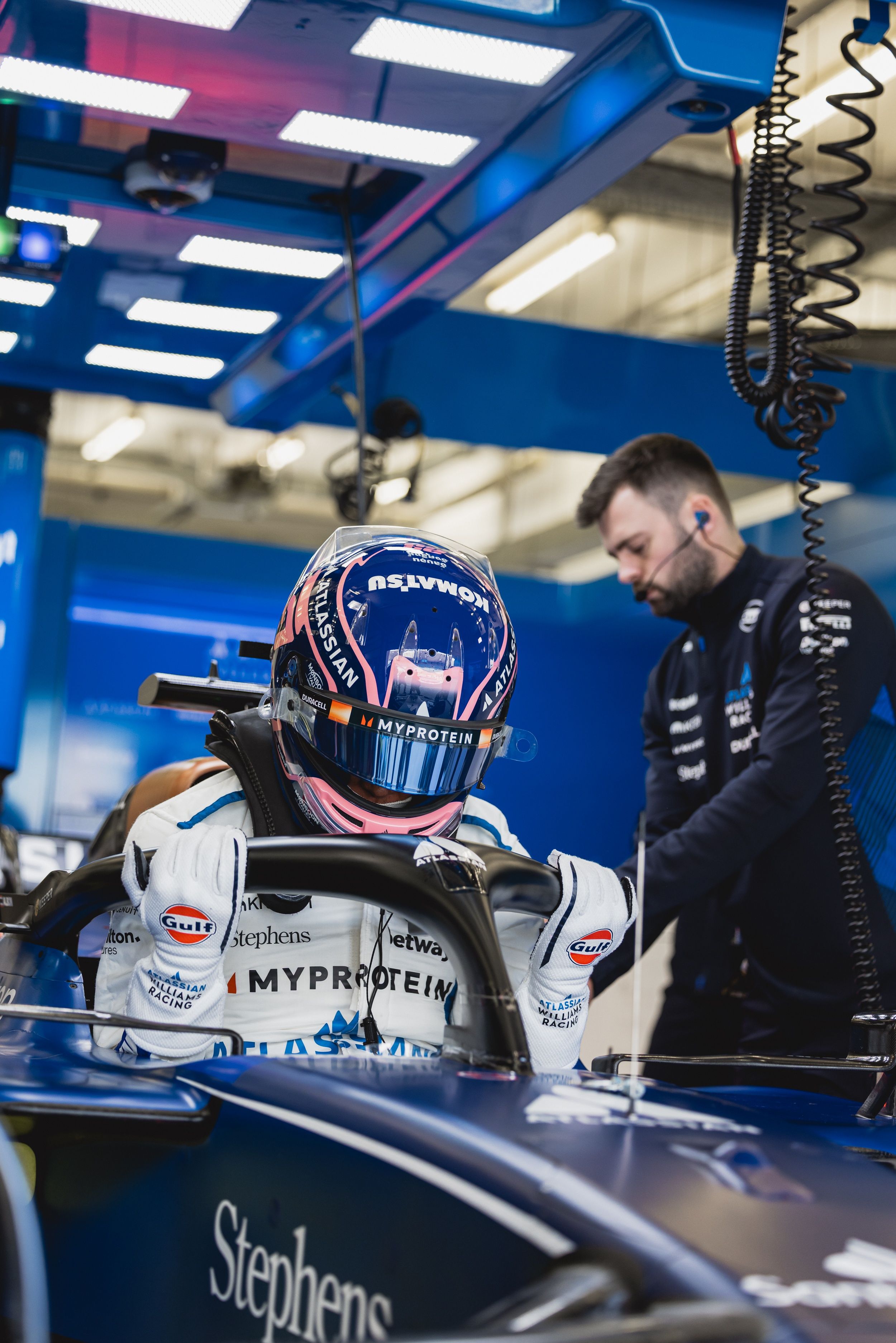 Climbing aboard for the first of what would be 137 laps.