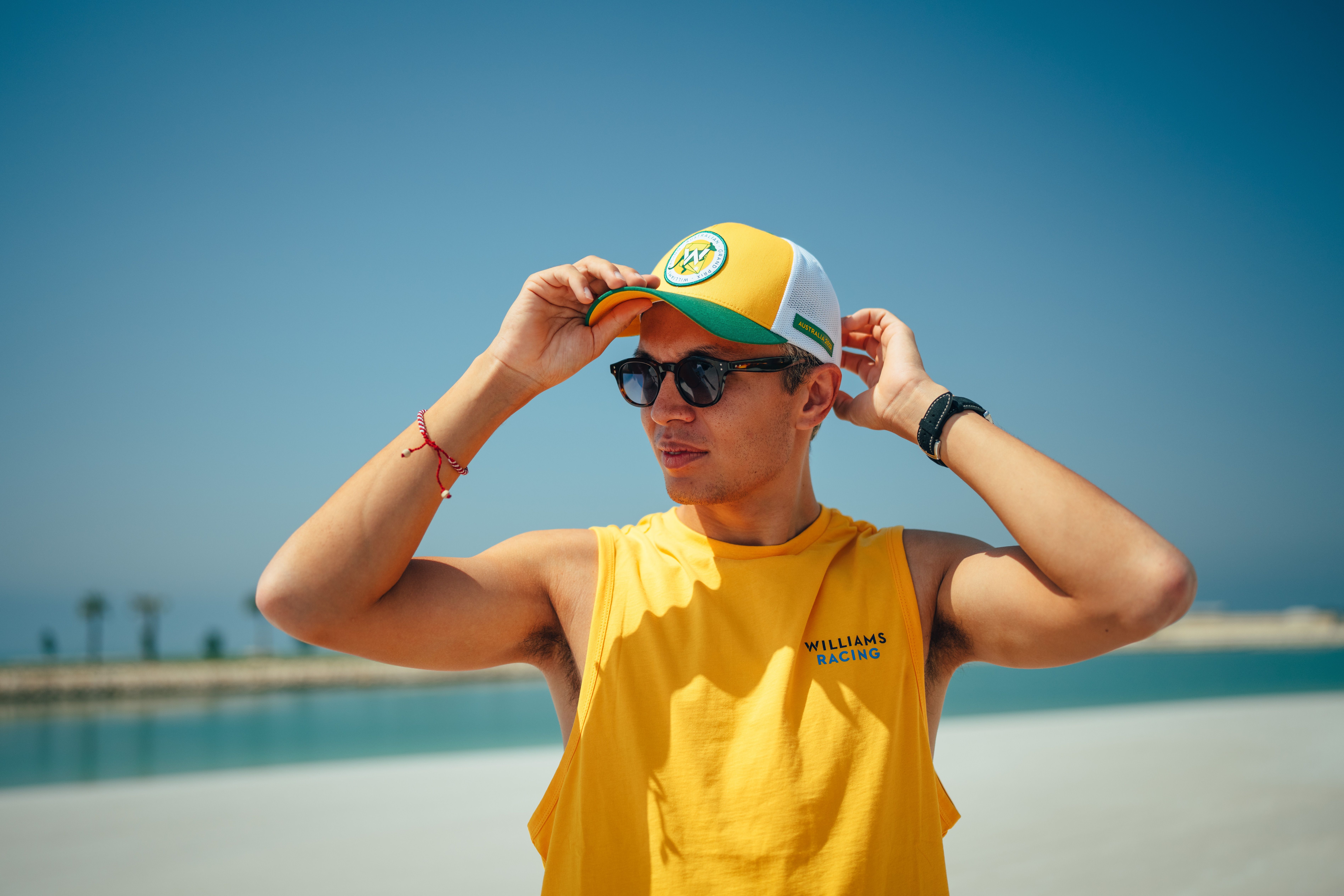 Albono looks the part in our Tank and Cap combo.