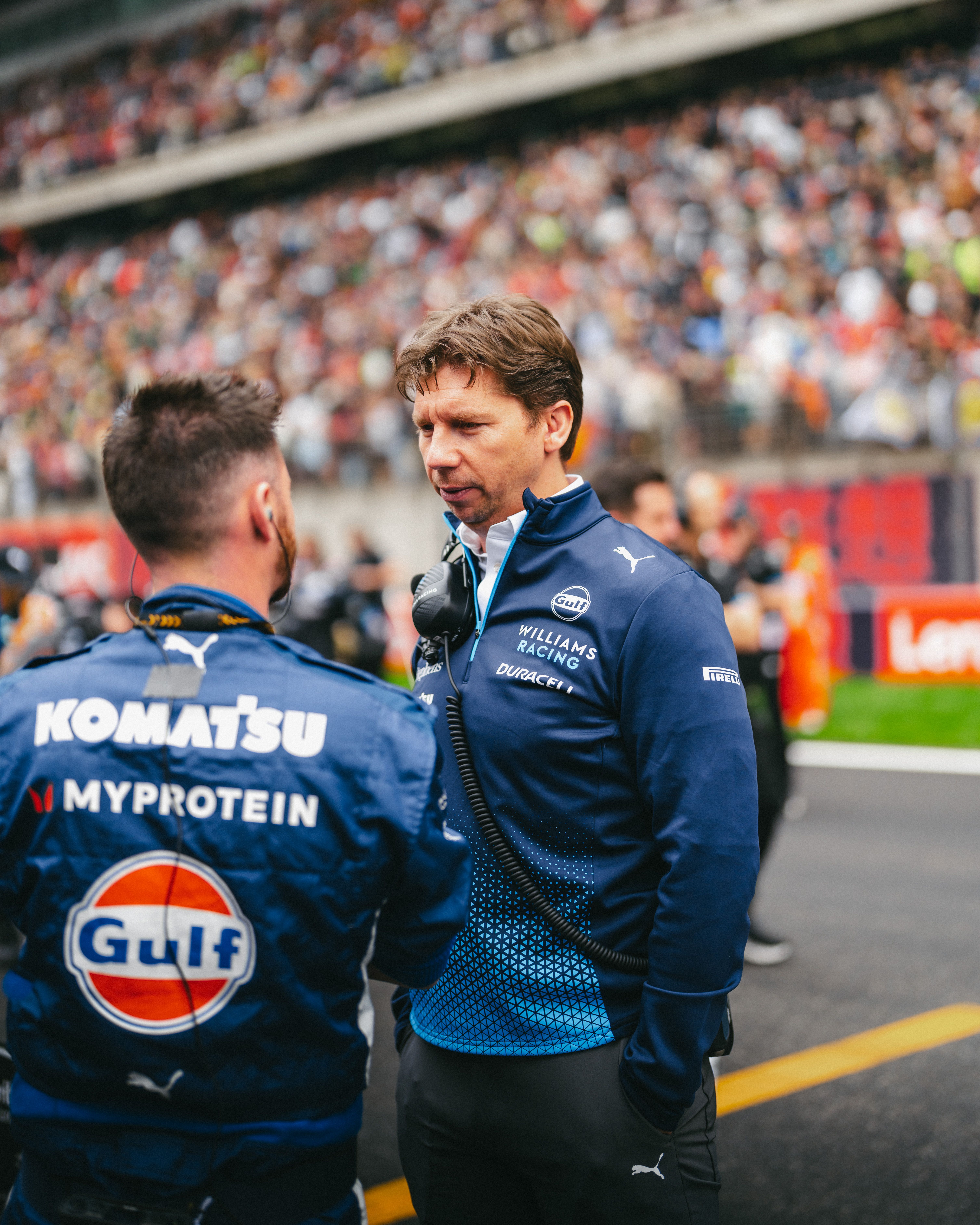 James stands on the pit straight as we prepare to go green.