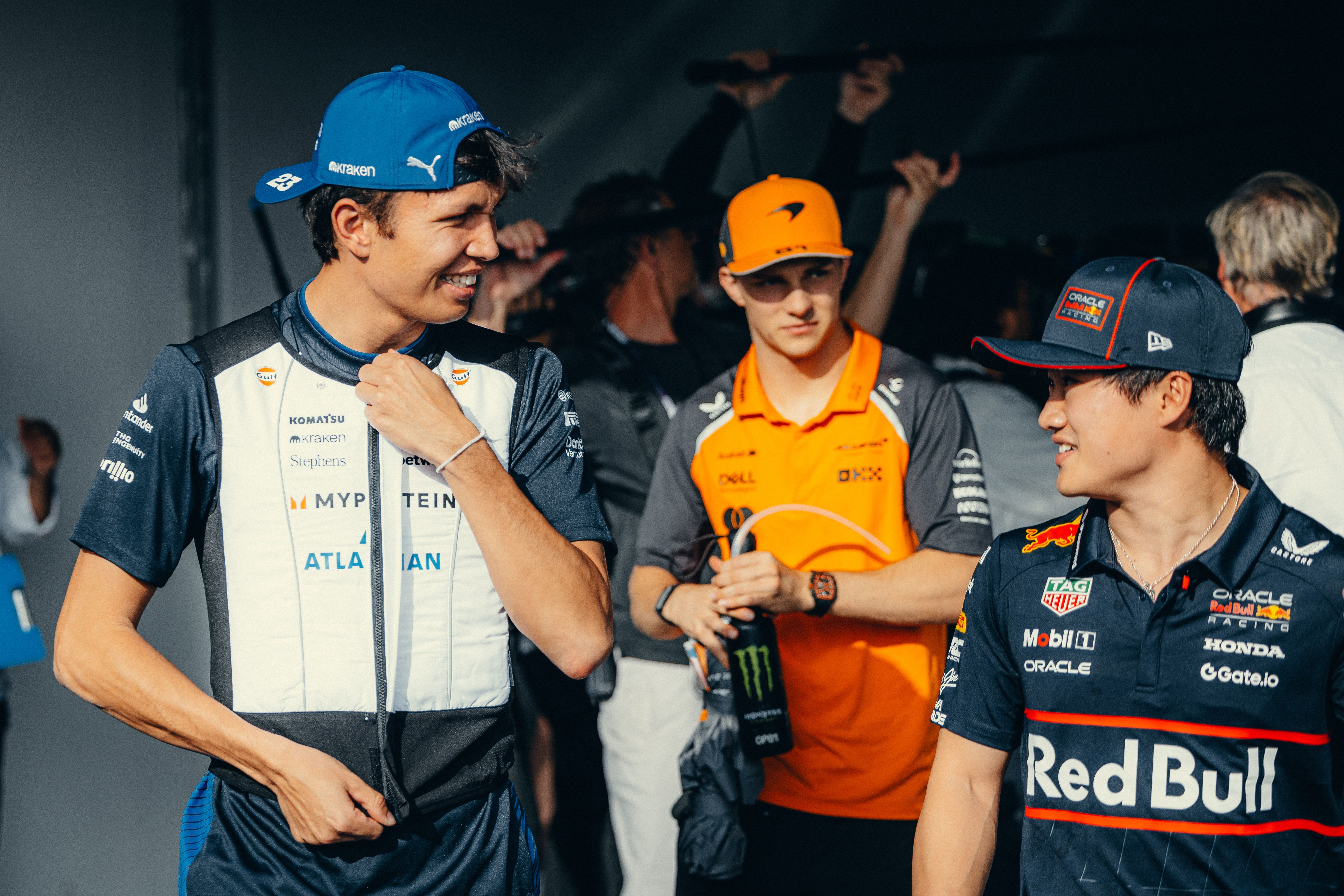 Alex shares a moment with Yuki before the race