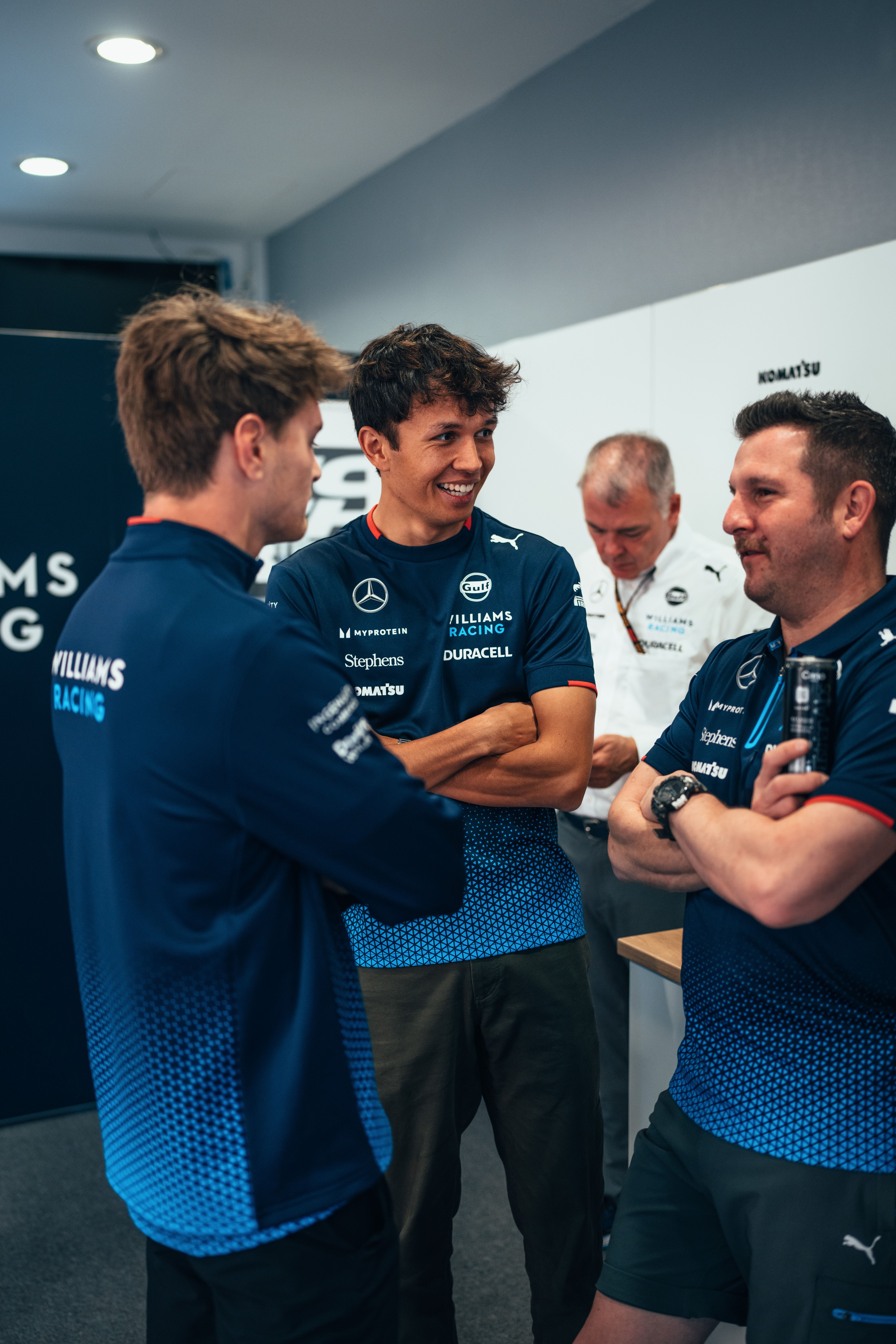 A quick catch-up pre-team talk.