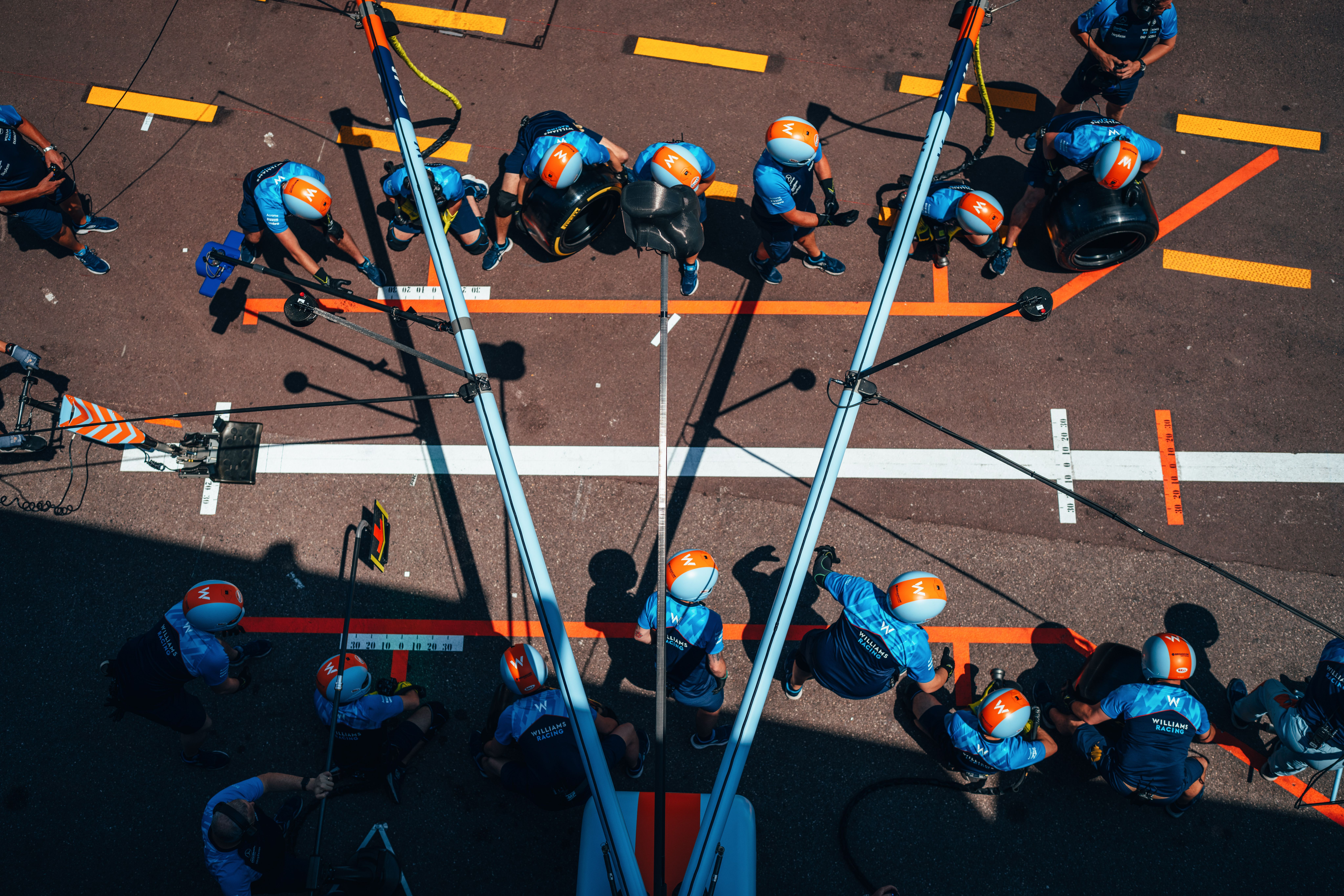 In formation for a practice stop.