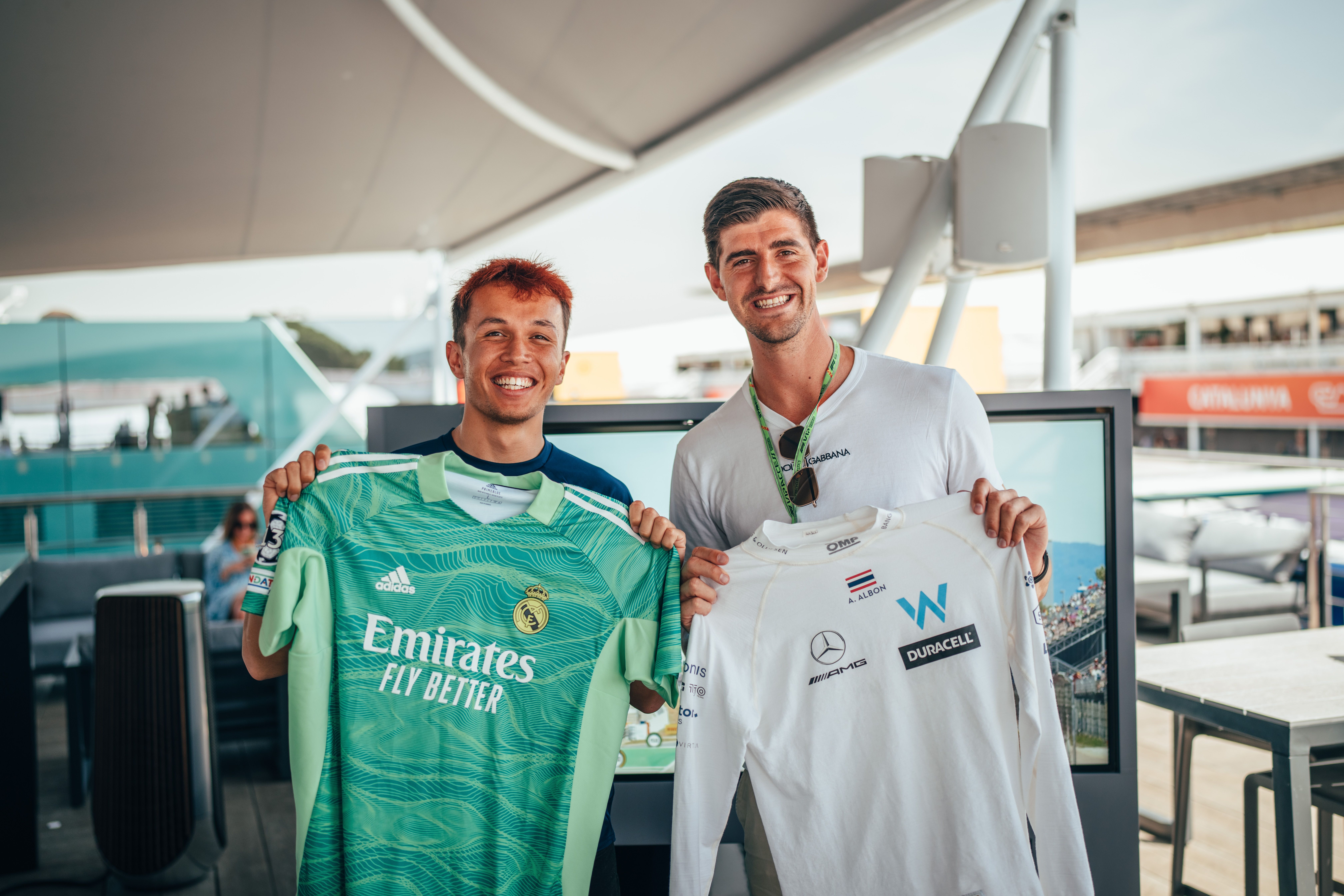 Alex swapped shirts with his old Virtual Grand Prix sparring partner (and Real Madrid goalkeeper), Thibaut Courtois