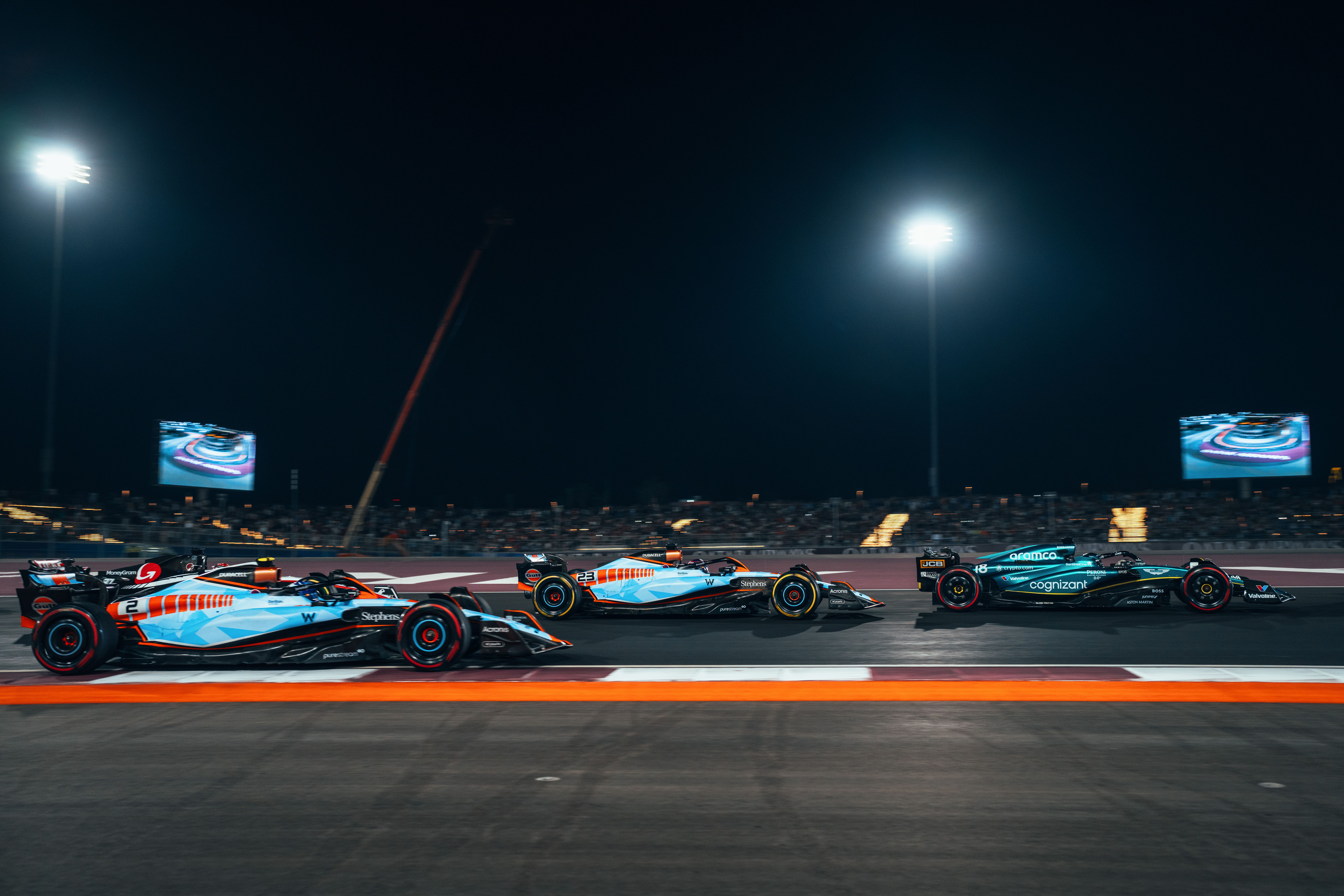 Running side by side.