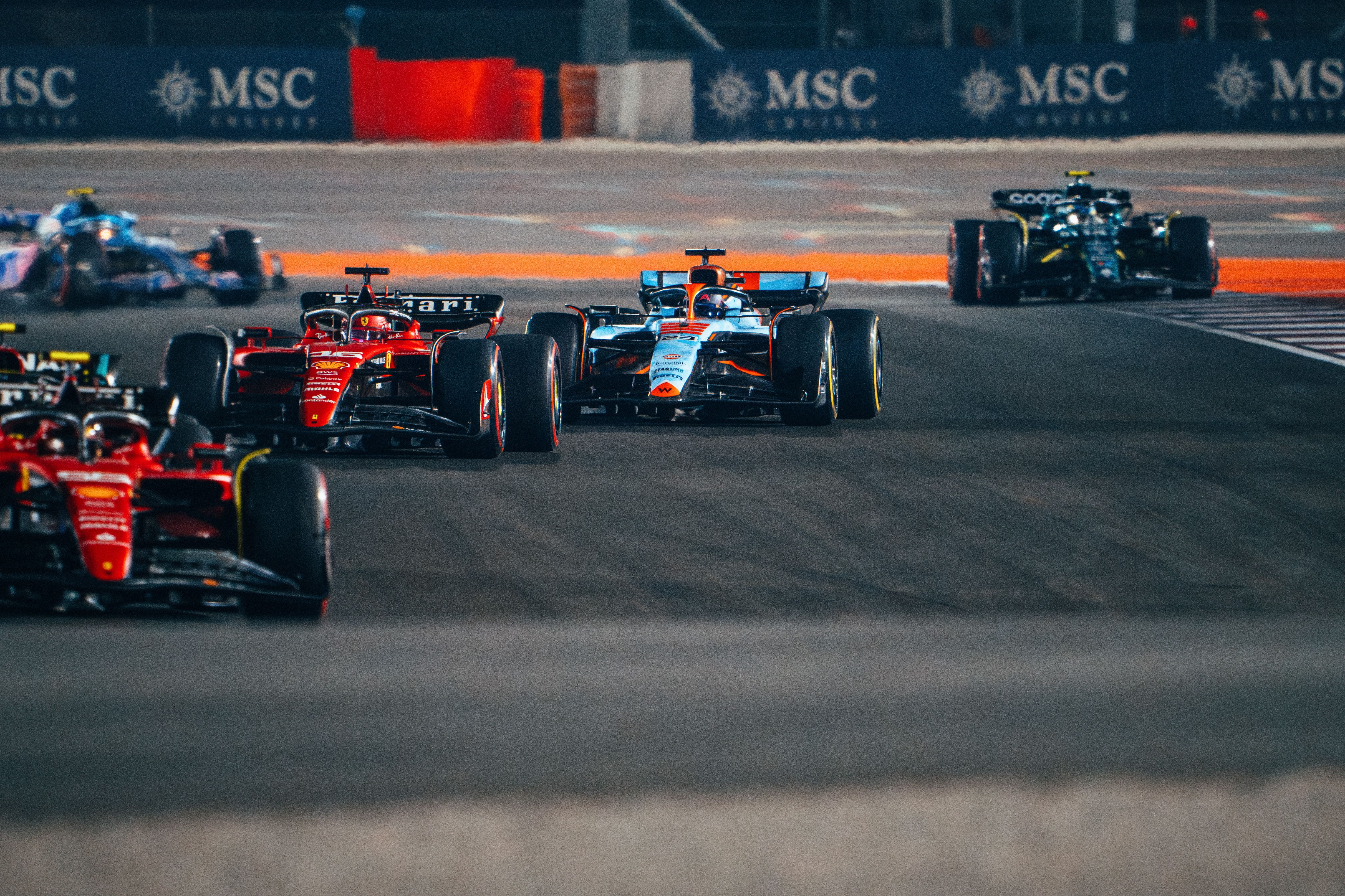Leclerc looking in his mirrors...