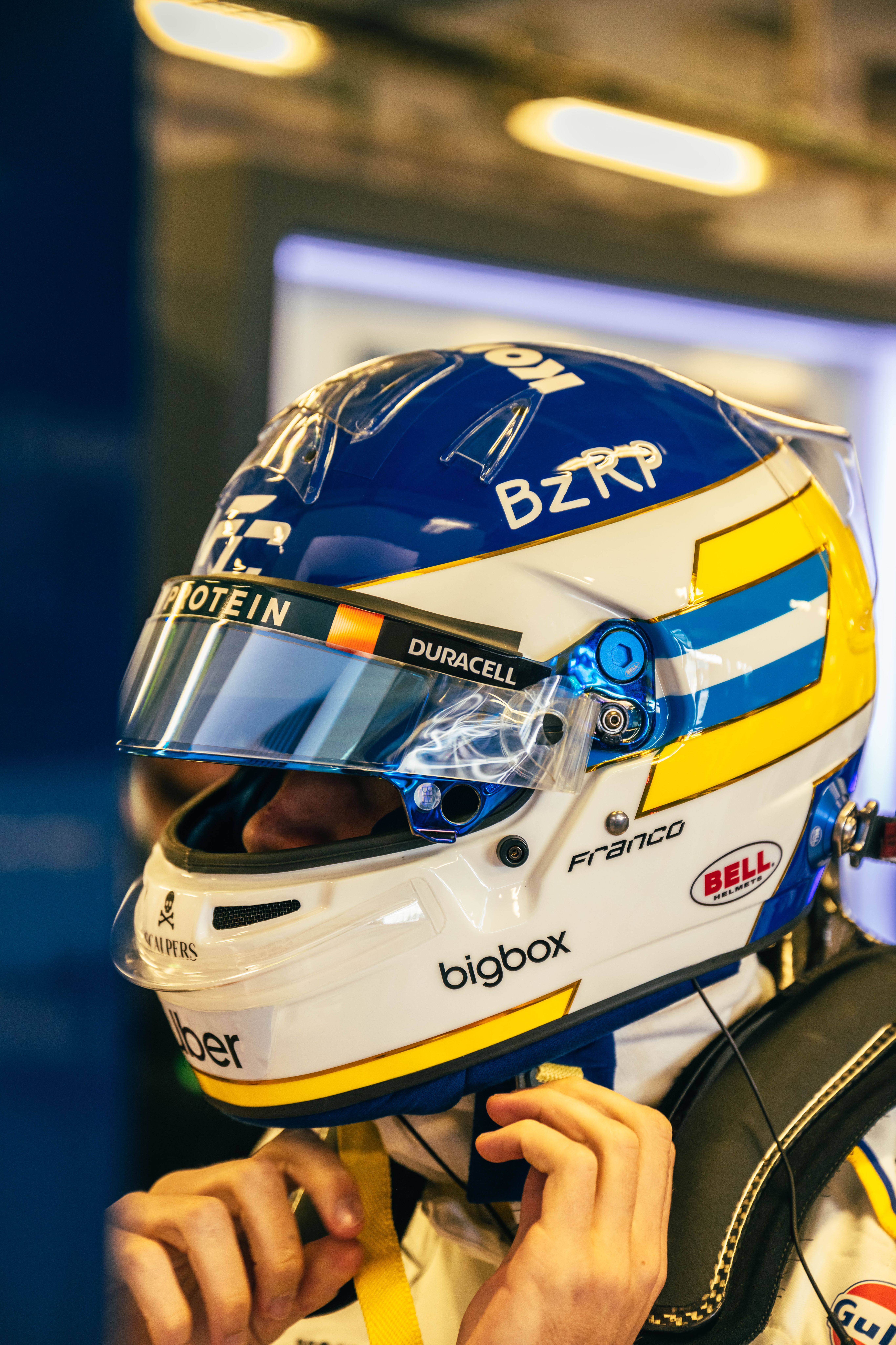 Franco debuted his first special helmet in honour of Carlos Reutemann