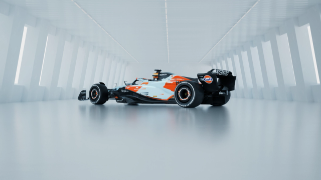 This livery celebrates the contemporary nature of motorsport. 
