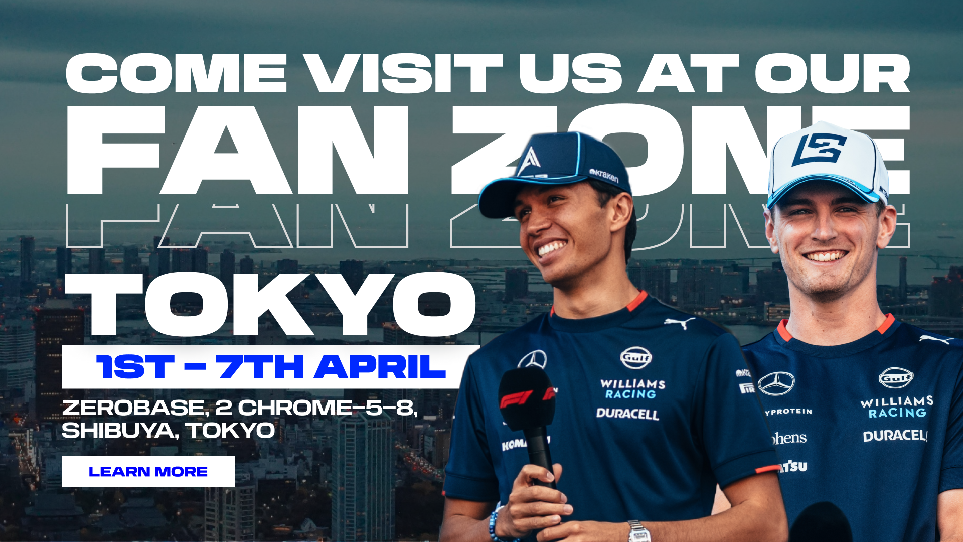 Horaires confirmés des apparitions de Williams Racing Tokyo Fan Zone ...